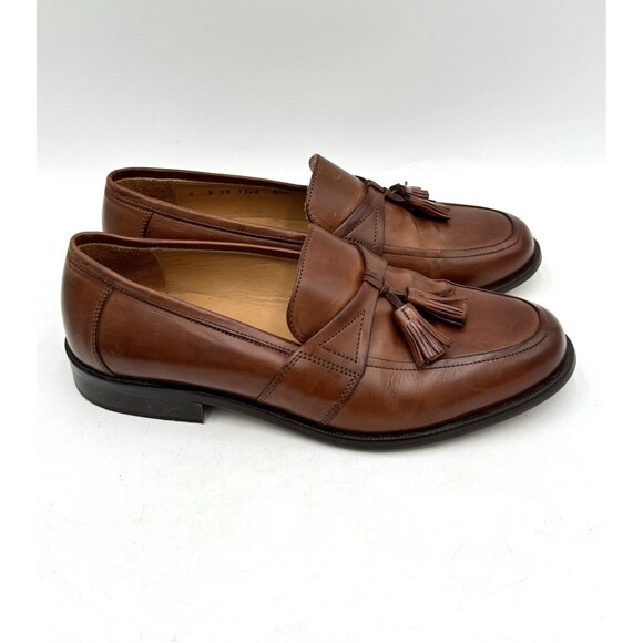 Johnston & Murphy Horner Tassel Loafers Saddle Tan 8 1/2 W Handcrafted in Italy - Picture 3 of 12